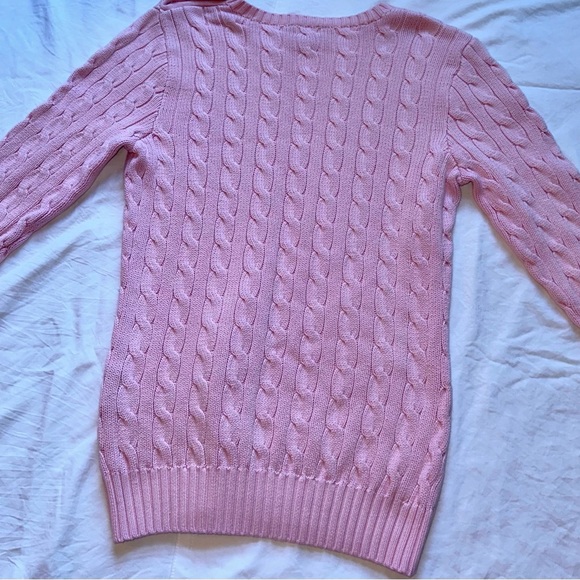 Ralph Lauren Rugby Women’s Cable knit 100% Cotton 3/4 Sleeve Pink Sweater Medium - Picture 5 of 5